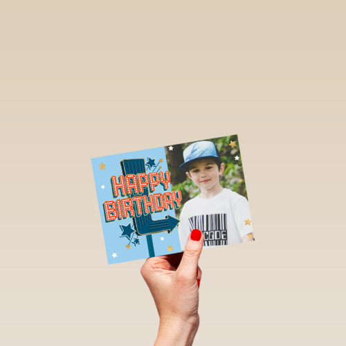 Happy birthday neon sign fotokaart