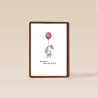 Geboortefelicitatie kiekeboe konijn roze