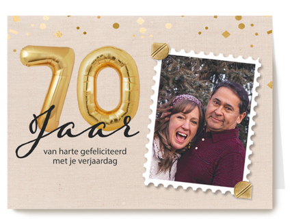 70 jaar verjaardagskaart foto