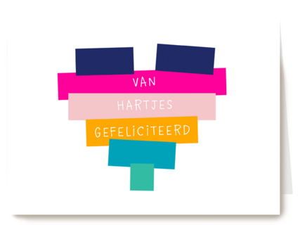 verjaardag kaart stijlvol van hartjes gefeliciteerd