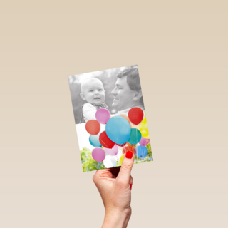 verjaardag fotokaart met heel veel ballonnen