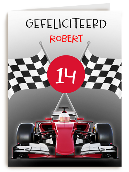 Verjaardagskaart raceauto