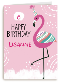 Verjaardagskaart flamingo aanpasbare tekst