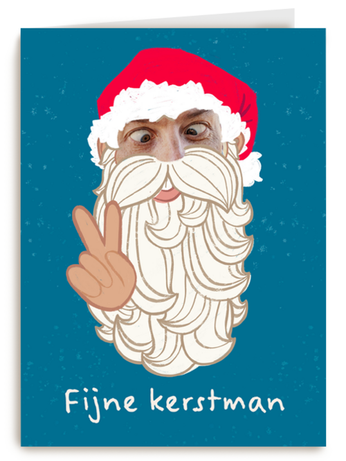 grappige fotokerstkaart met kerstman