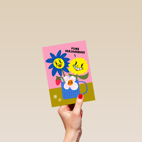 Fijne verjaardag bloemen mok
