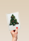Kerstkaart klassiek wit met kerstboom