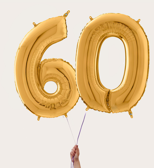 Cijferballon 60 Jaar Goud XL