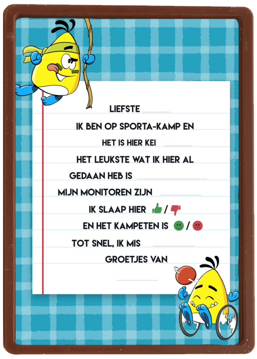 Sporta op kamp kaart lijstje
