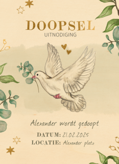 Doopsel uitnodiging duif groen