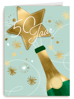 Verjaardagskaart 50 jaar champagne