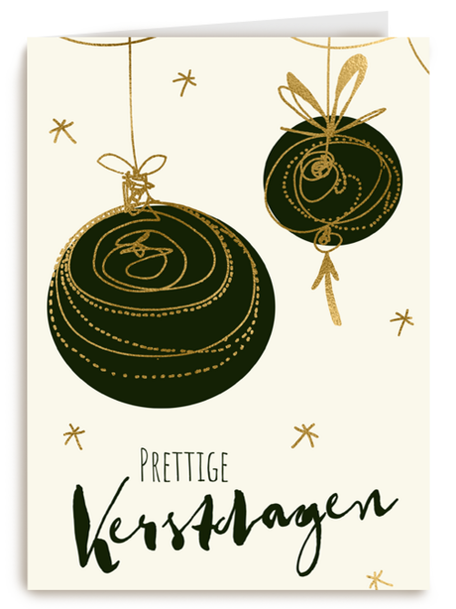 kerstballen met goud op gele achtergrond