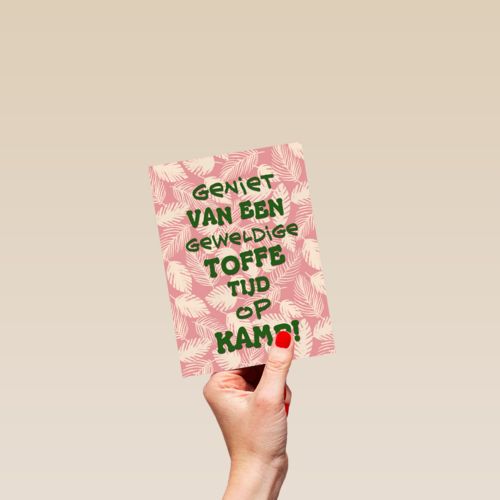 op kamp kaart toffe tijd