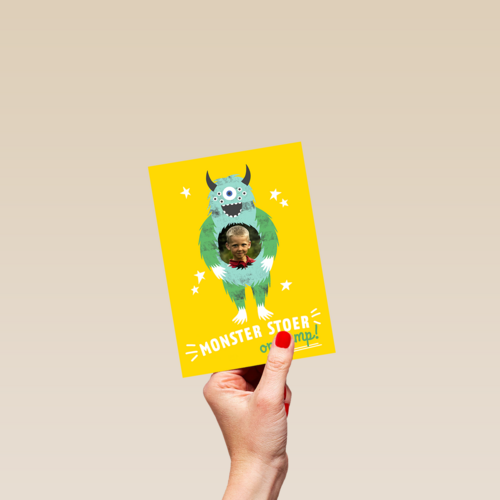 Monster stoer op kamp fotokaart