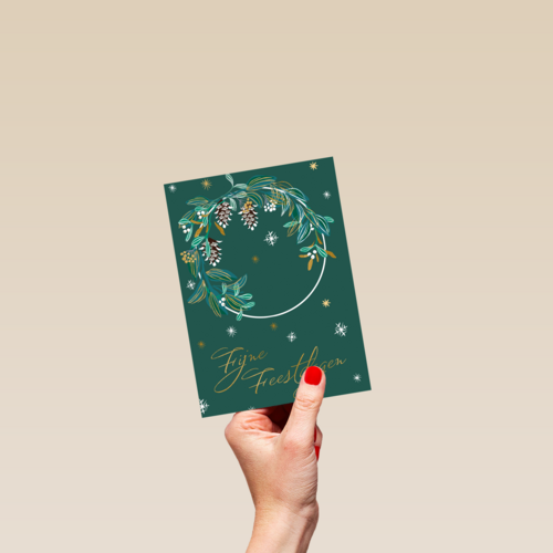 Stijlvolle kerstkaart kerstkrans