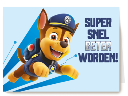 Paw Patrol beterschapskaart met Chase