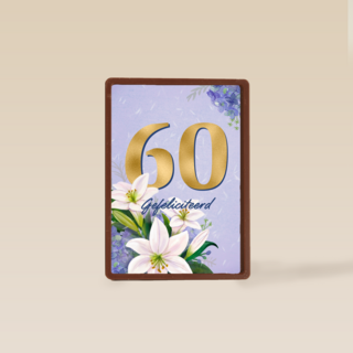 Verjaardagskaart klassiek 60 jaar vrouw gouden letters en bloemen