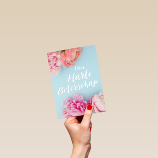 Beterschapskaart Foto met bloemen Van harte beterschap