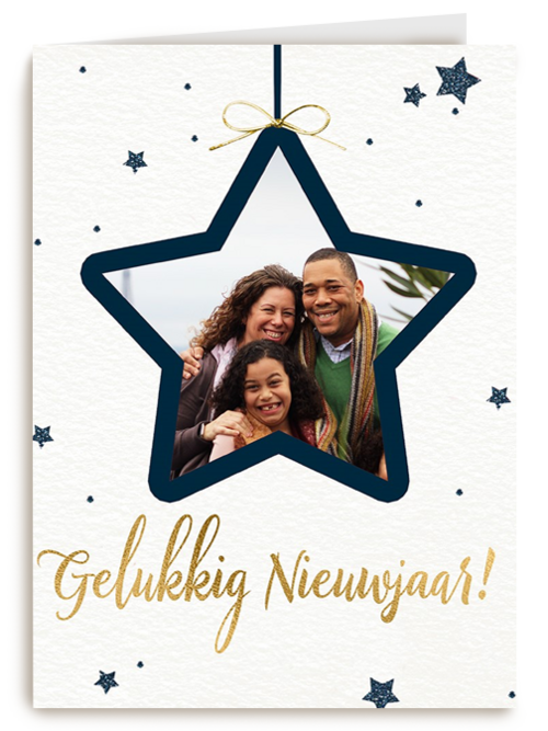 nieuwjaar fotokaart ster kader aanpasbare tekst