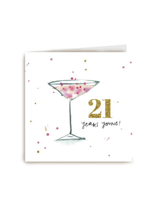 21 years young with a pink cocktail