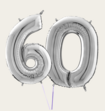 Cijferballon 60 Jaar Zilver XL