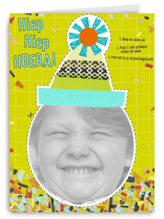 foto kaart verjaardag kids jongen met feestmuts
