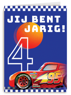 Cars verjaardagskaart Bliksem McQueen 4 jaar