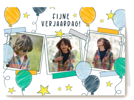 Fijne verjaardag 3 fotokaart ballonnen