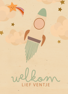 Geboorte felicitatie met raket