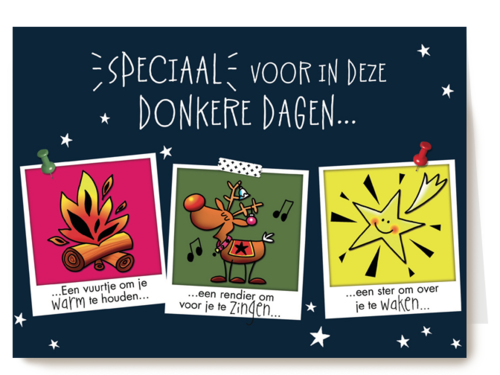 Kerstkaart speciaal voor de donkere dagen