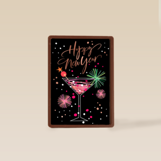 nieuwjaarskaart klassiek cocktailglas happy new year