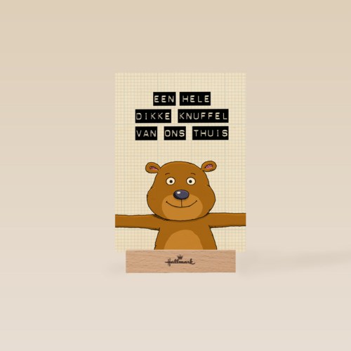 op kamp kaart een hele dikke knuffel van ons thuis