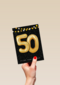 Verjaardagskaart leeftijden 50 ballonletters