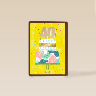 Verjaardagskaart 40 met taart