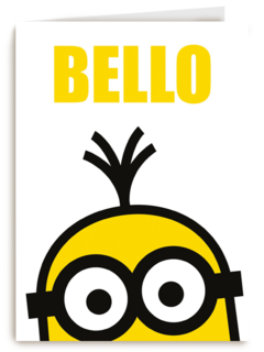 verjaardagskaart minions bello ogen