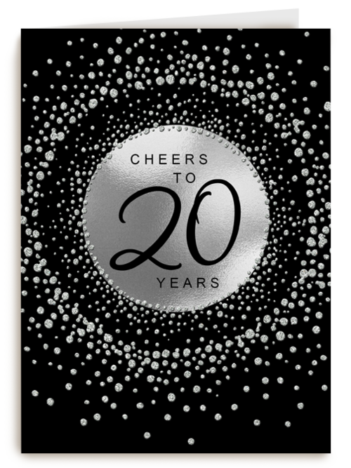 Verjaardagskaart leeftijden Cheers to 20 years
