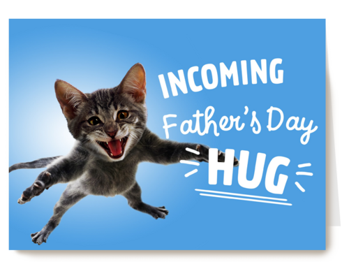 vaderdagkaart grappig incoming vaders day hug