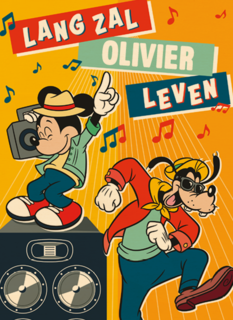 Verjaardagskaart Mickey en Goofy