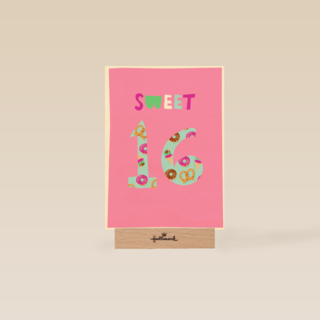 Verjaardagskaart roze sweet 16 tiener meisje