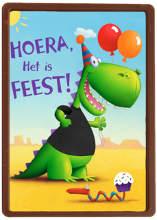 t rex hoera het is feest kaart