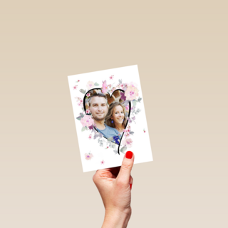 hart shape bloemen fotokaart