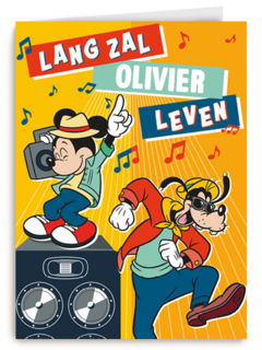 Verjaardagskaart Mickey en Goofy