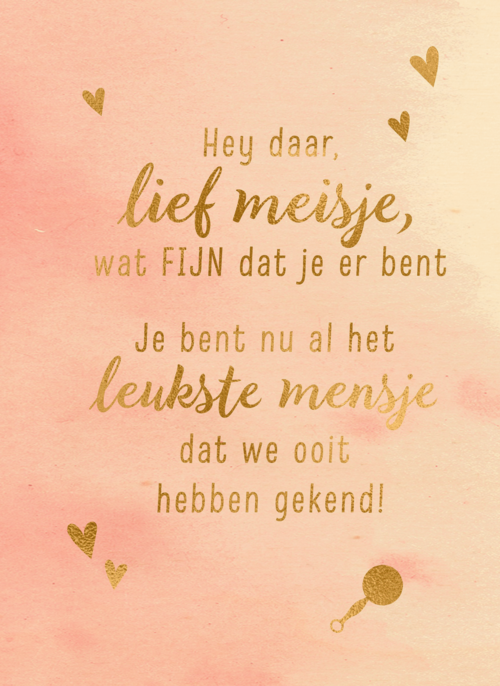 Babykaart dochter Hey daar lief meisje