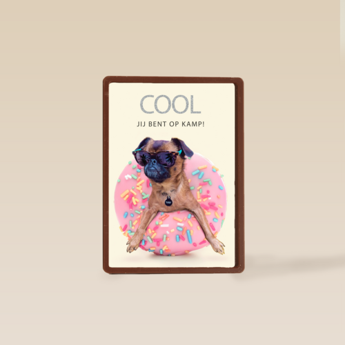 Op kamp kaart Cool hondje met donut