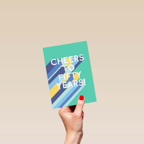 Verjaardagskaart cheers to 50 years fifty