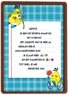 Sporta op kamp kaart lijstje