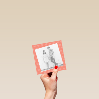 fotokaart vierkant blanco simpel hartjes achtergrond