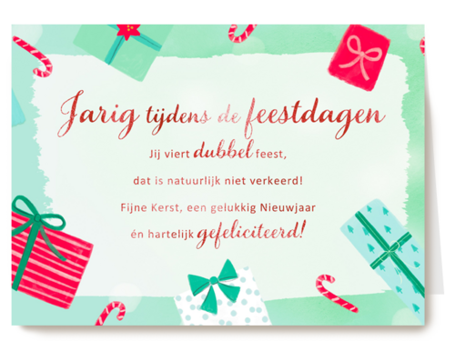 Kerstkaart speciale momenten Jarig tijdens de feestdagen