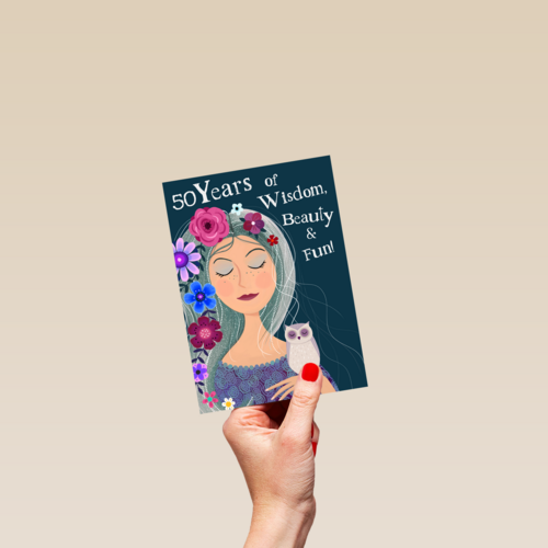 Verjaardagskaart 50 vrouw 50 years of