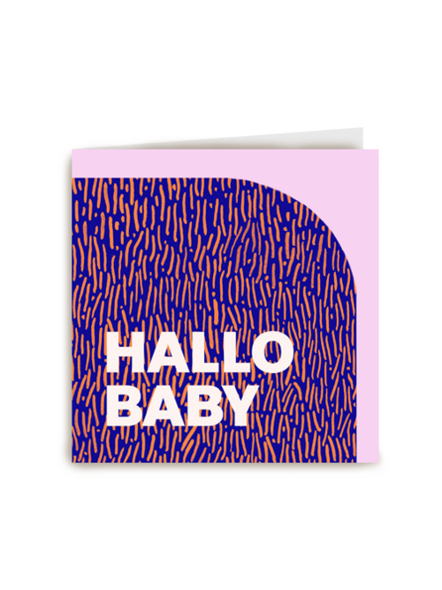 Paarse design kaart hallo baby