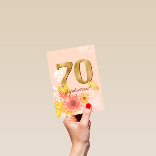 Verjaardagskaart 70 met bloemen